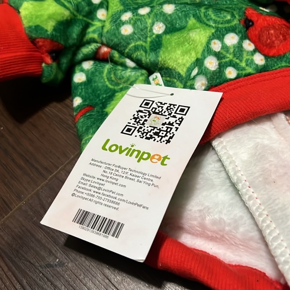 NWT LovinPet Dog Flannel Sweaters Jacket Outfit Green Cardinal Pattern Small - Picture 5 of 15
